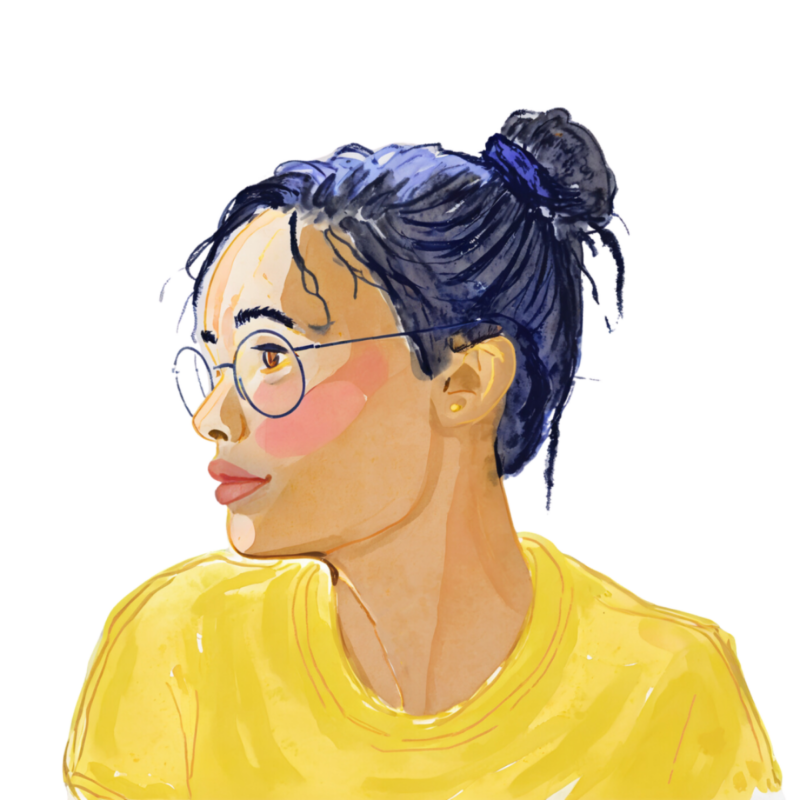 Illustration of Charlie Health Client with glasses and blue hair