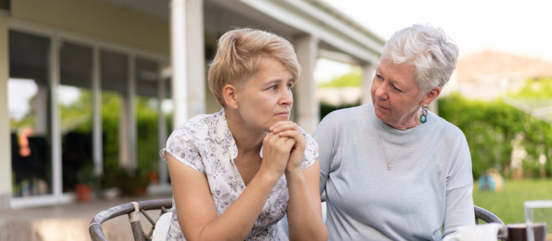 A woman is talking to her daughter about how to protect their mental health from disrespectful family members.