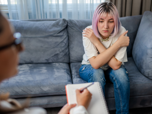 A young woman feels like she needs to go to a mental hospital after talking to her therapist.