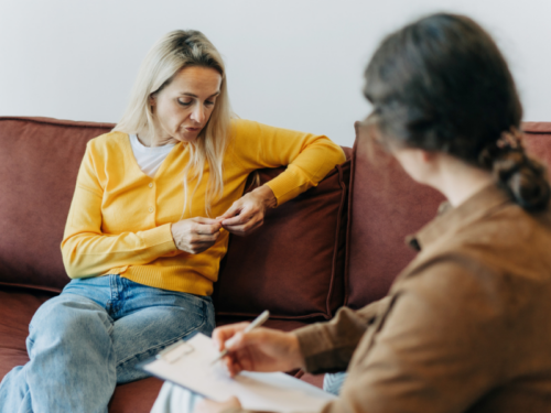 A woman learns to fill out a DBT diary card to improve her therapy experience.